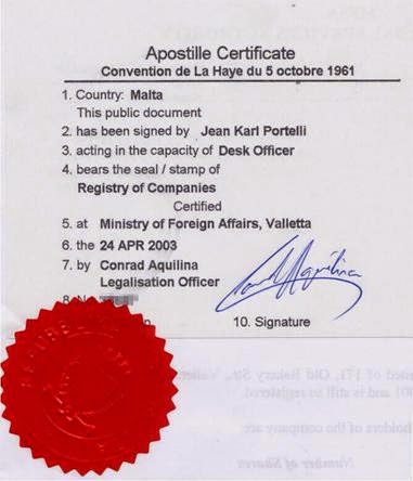 Apostille Malta